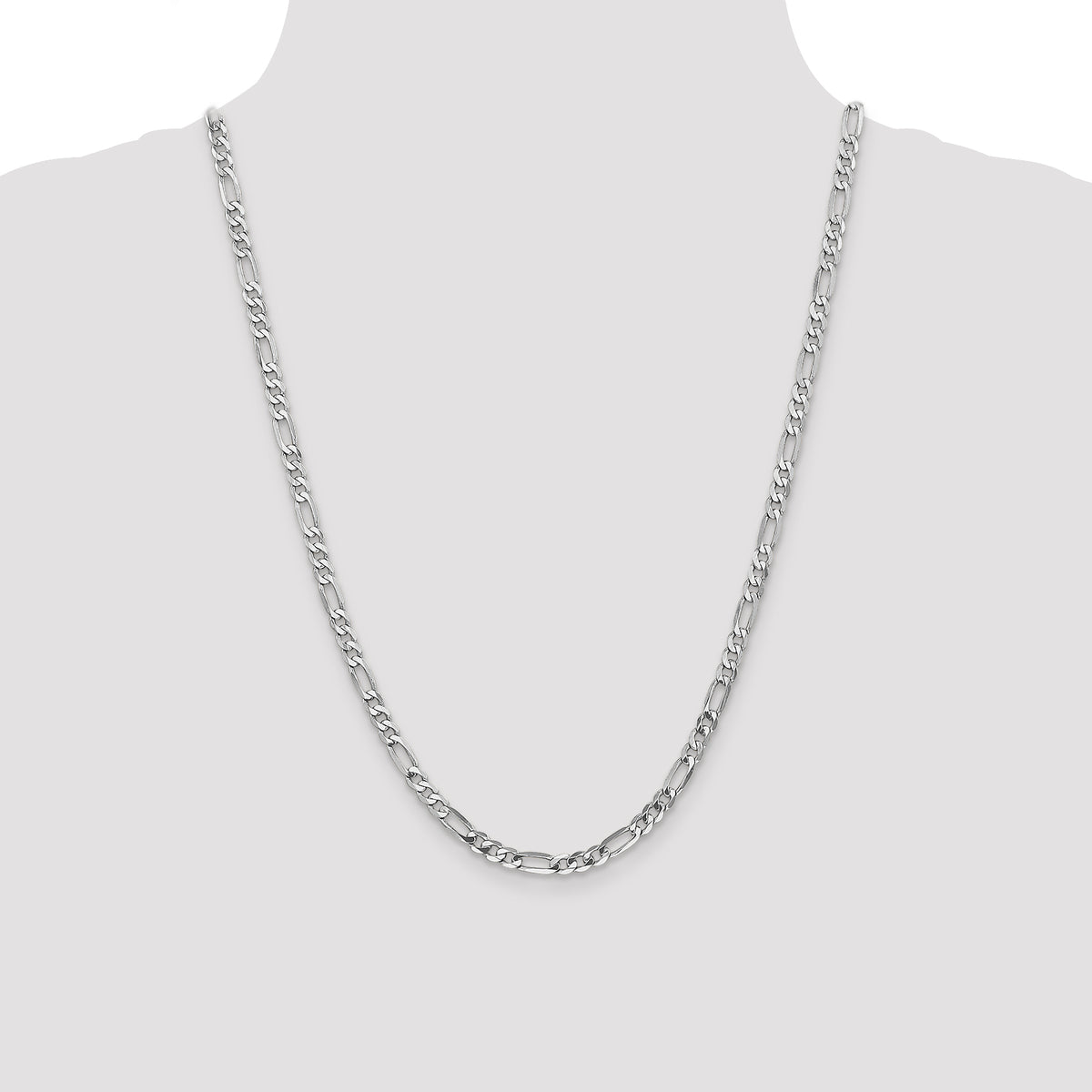 Gold (10K & 14K) Flat Figaro Chain - 14k White Gold / 24 in / 4.5 mm