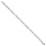 Gold (10K & 14K) Flat Figaro Chain Bracelet - 14k White Gold / 7 in / 4.5 mm