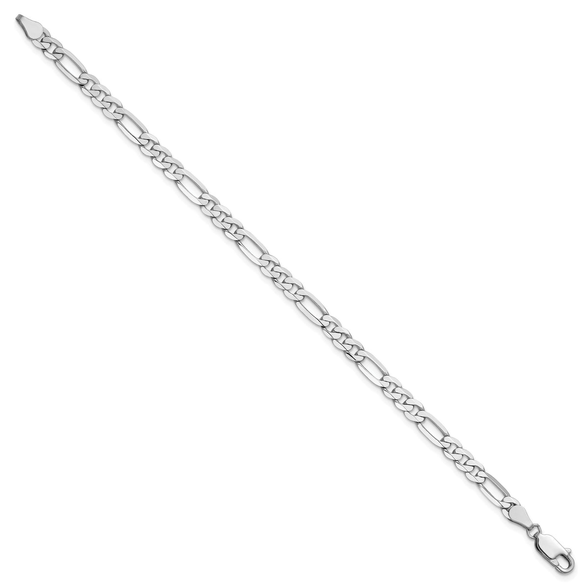 Gold (10K & 14K) Flat Figaro Chain Bracelet - 14k White Gold / 7 in / 4.5 mm