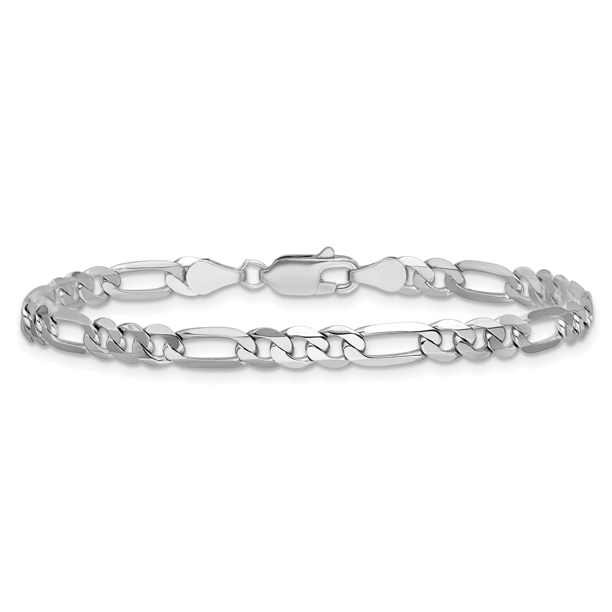 Gold (10K & 14K) Flat Figaro Chain Bracelet - 14k White Gold / 7 in / 4.5 mm