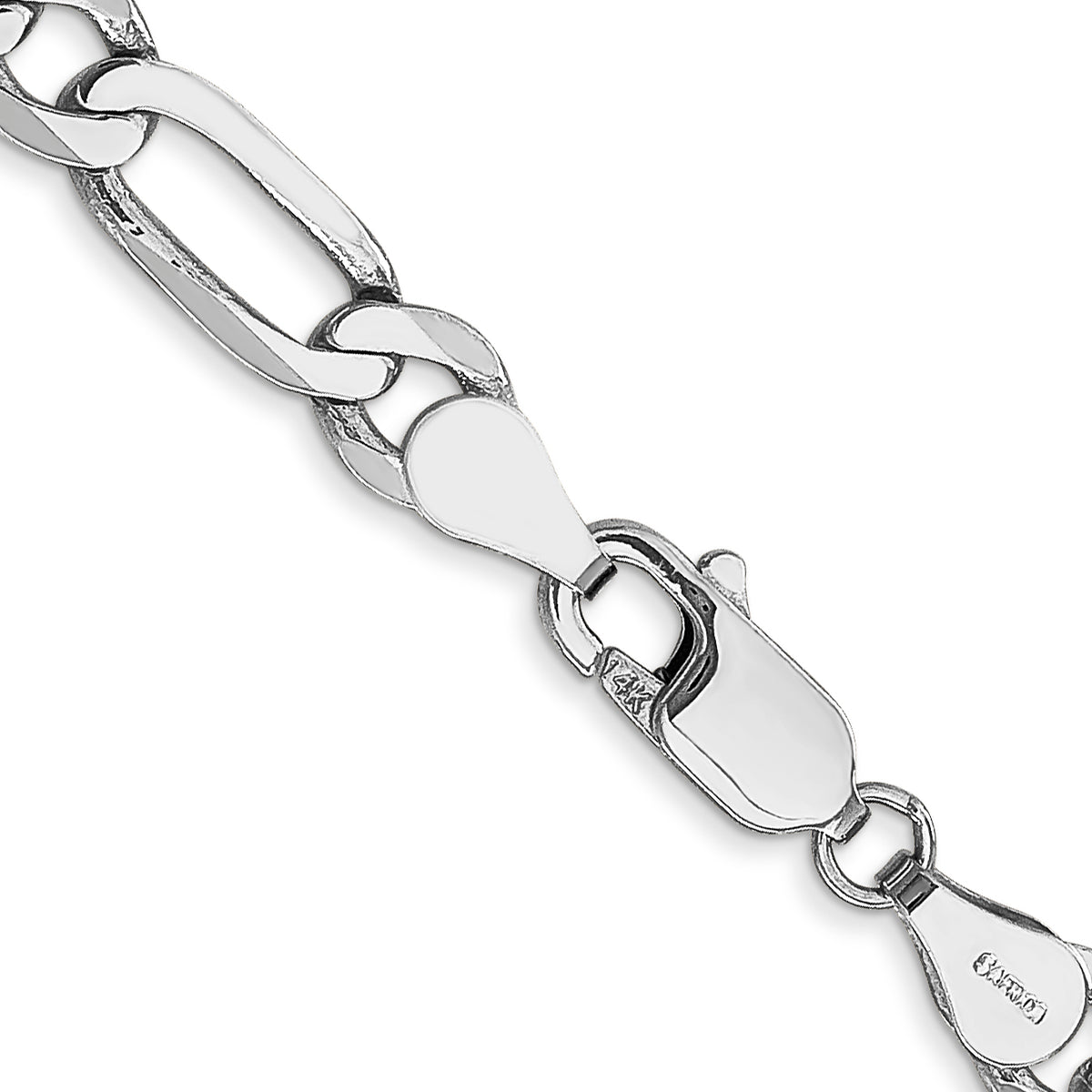 Gold (10K & 14K) Flat Figaro Chain - 14k White Gold / 18 in / 5.5 mm