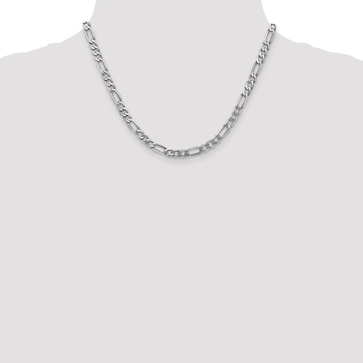 Gold (10K & 14K) Flat Figaro Chain - 14k White Gold / 18 in / 5.5 mm