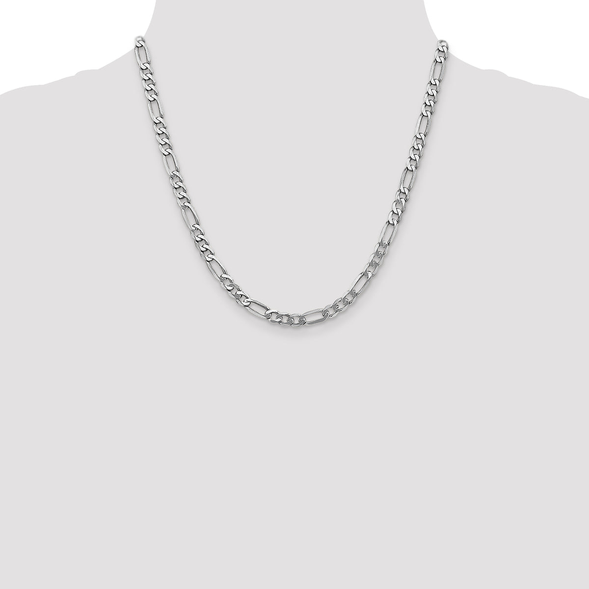 Gold (10K & 14K) Flat Figaro Chain - 14k White Gold / 20 in / 5.5 mm