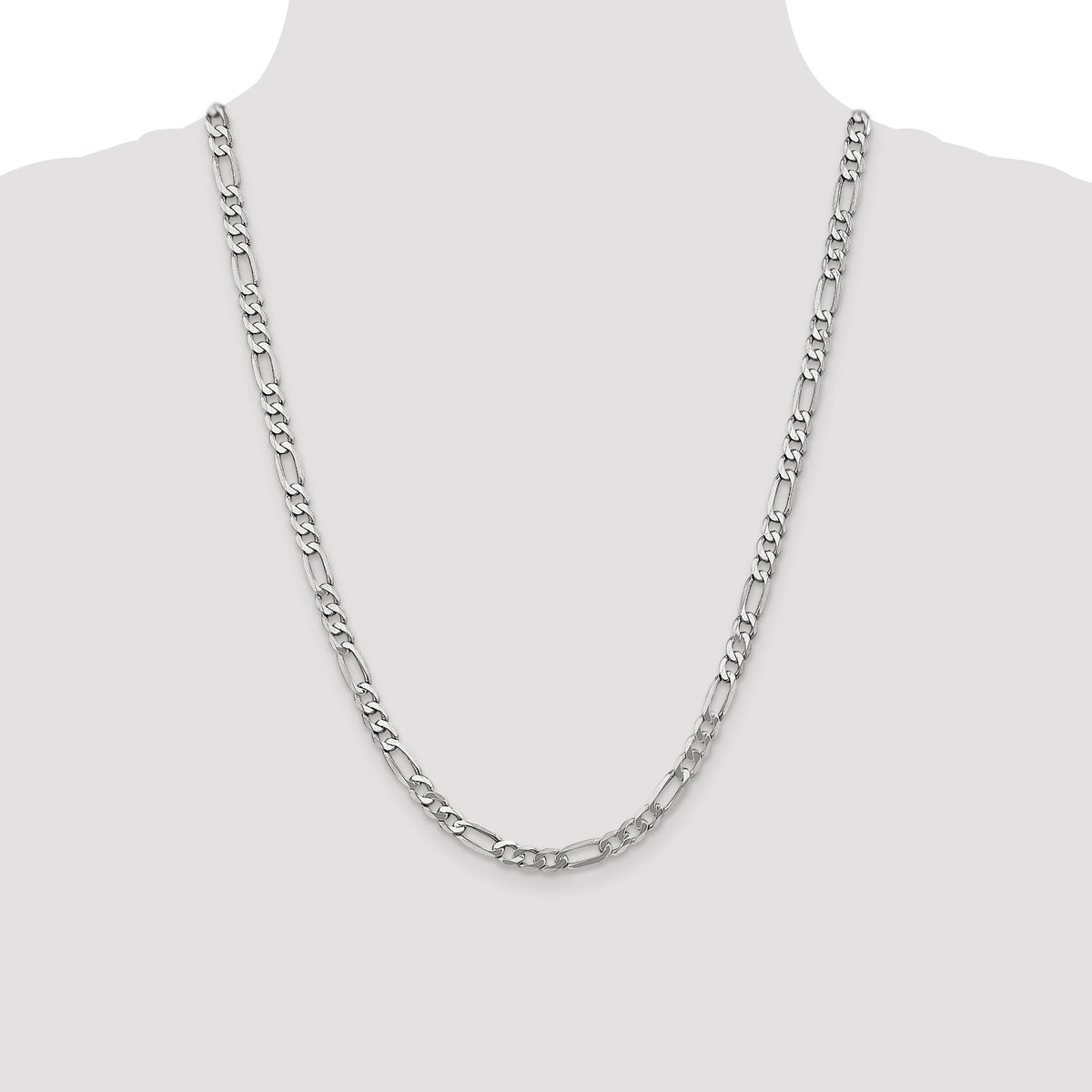 Gold (10K & 14K) Flat Figaro Chain - 14k White Gold / 24 in / 5.5 mm