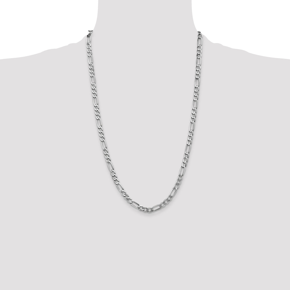 Gold (10K & 14K) Flat Figaro Chain - 14k White Gold / 26 in / 5.5 mm