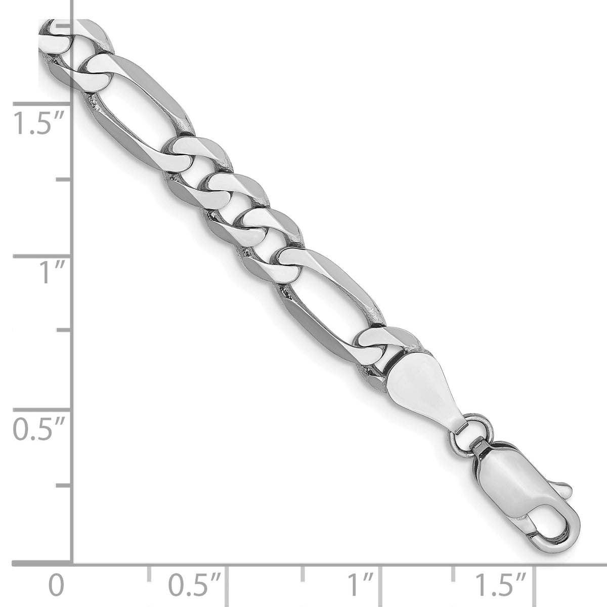 Gold (10K & 14K) Flat Figaro Chain Bracelet - 14k White Gold / 8 in / 5.5 mm