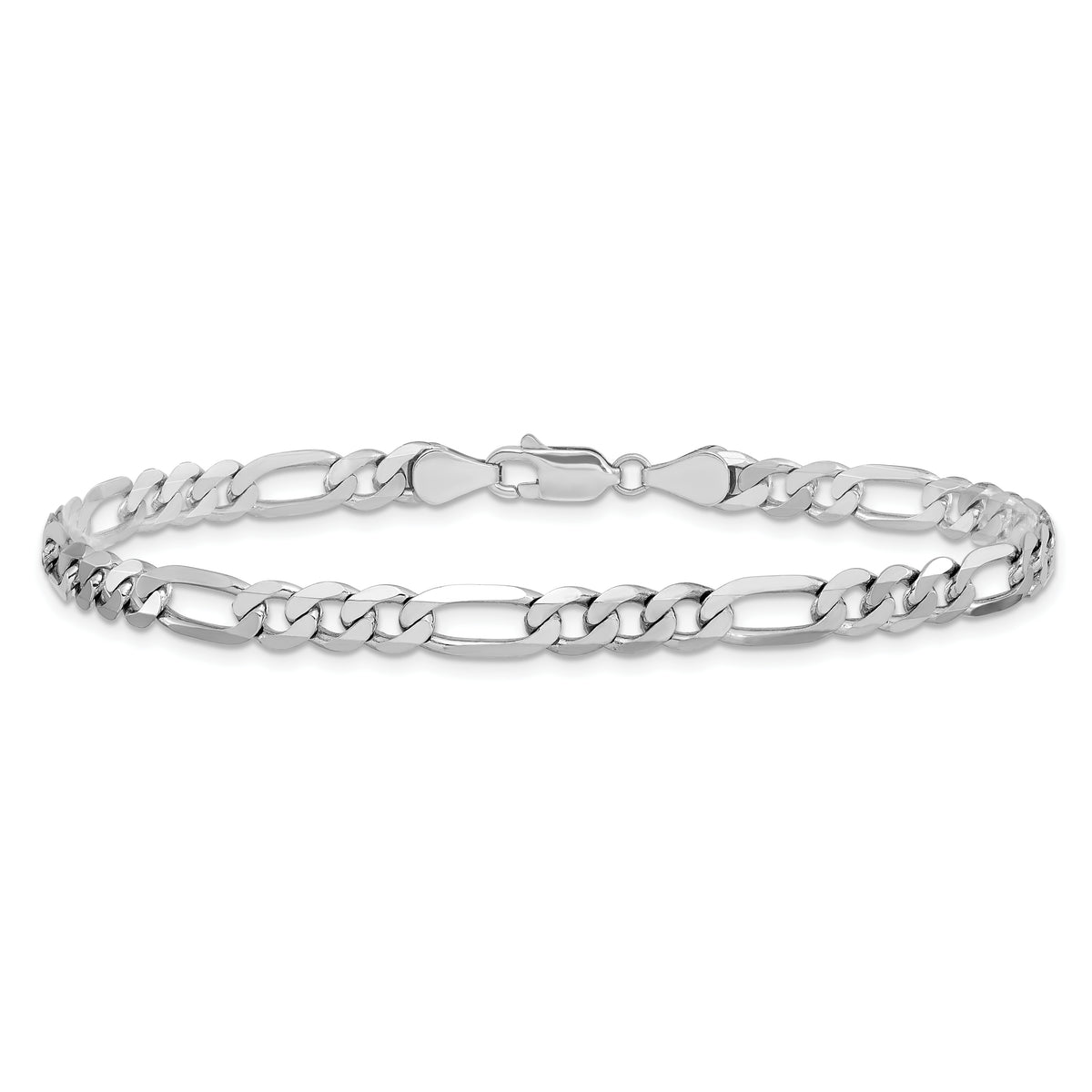 Gold (10K & 14K) Flat Figaro Chain Bracelet - 14k White Gold / 9 in / 5.5 mm