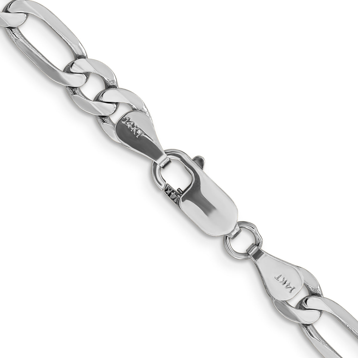Gold (10K & 14K) Flat Figaro Chain - 14k White Gold / 18 in / 6 mm