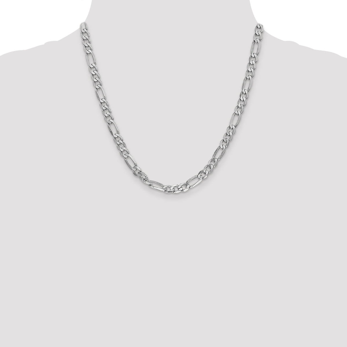 Gold (10K & 14K) Flat Figaro Chain - 14k White Gold / 20 in / 6 mm