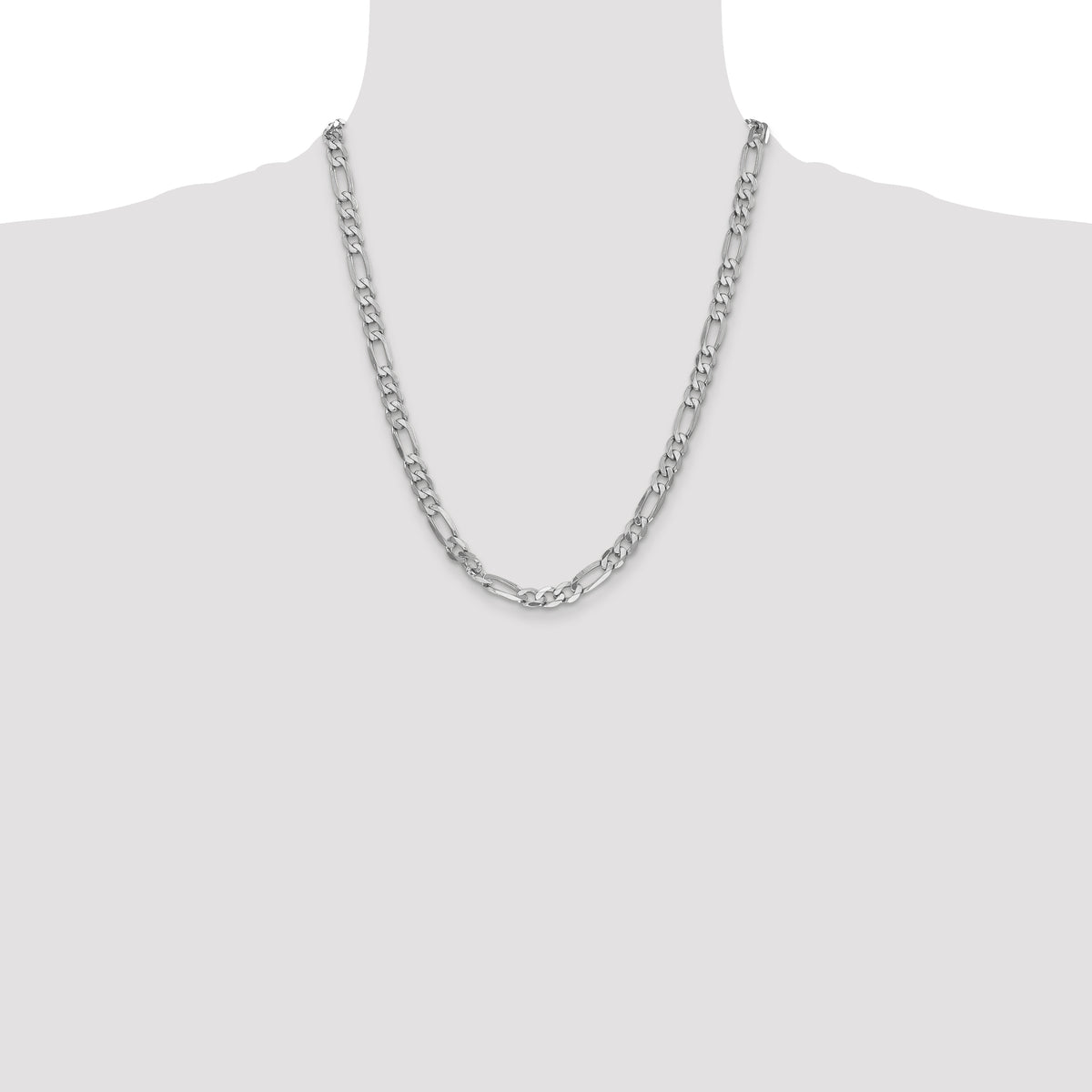 Gold (10K & 14K) Flat Figaro Chain - 14k White Gold / 22 in / 6 mm