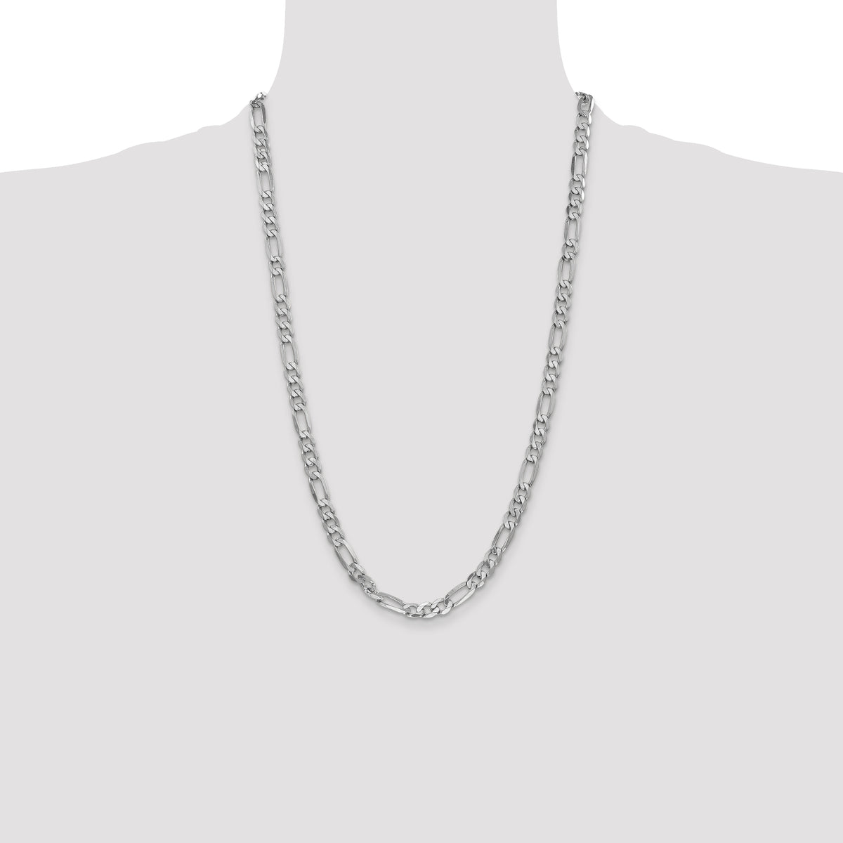 Gold (10K & 14K) Flat Figaro Chain - 14k White Gold / 26 in / 6 mm