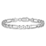 Gold (10K & 14K) Flat Figaro Chain Bracelet - 14k White Gold / 7 in / 6 mm