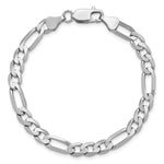 Gold (10K & 14K) Flat Figaro Chain Bracelet - 14k White Gold / 7 in / 6 mm