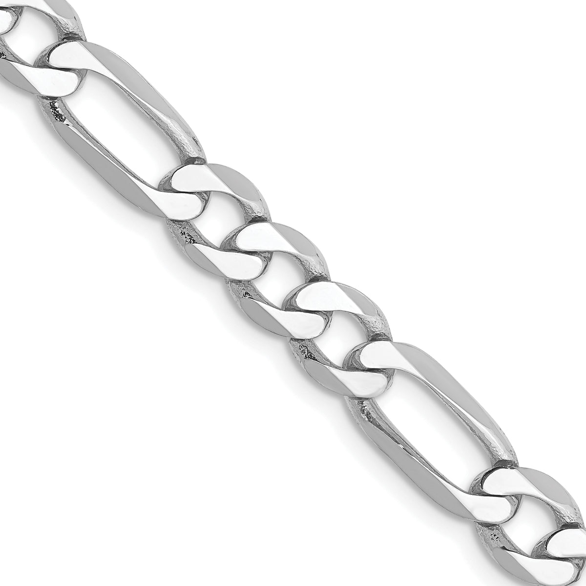 Gold (10K & 14K) Flat Figaro Chain - 14k White Gold / 18 in / 6 mm