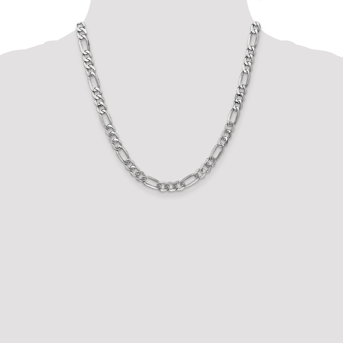 Gold (10K & 14K) Flat Figaro Chain - 14k White Gold / 20 in / 7 mm