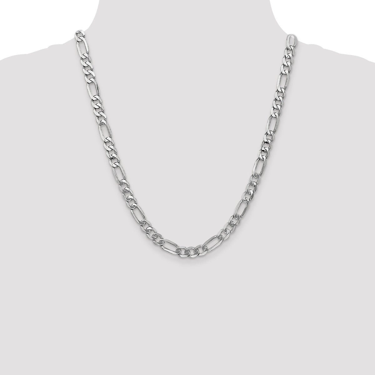 Gold (10K & 14K) Flat Figaro Chain - 14k White Gold / 22 in / 7 mm