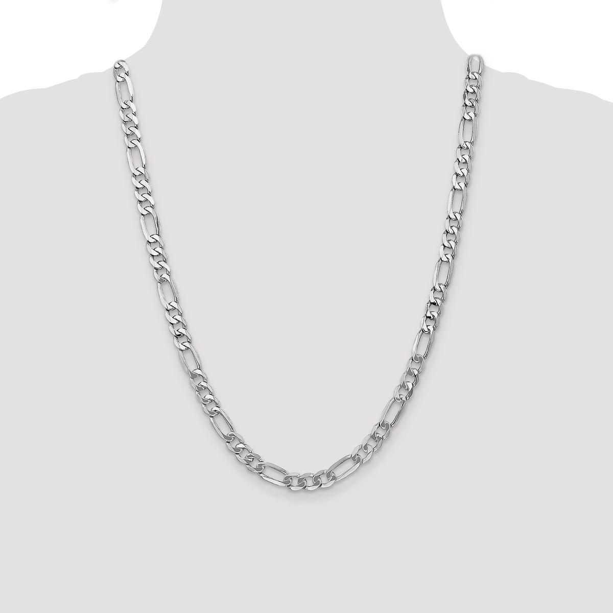 Gold (10K & 14K) Flat Figaro Chain - 14k White Gold / 24 in / 7 mm