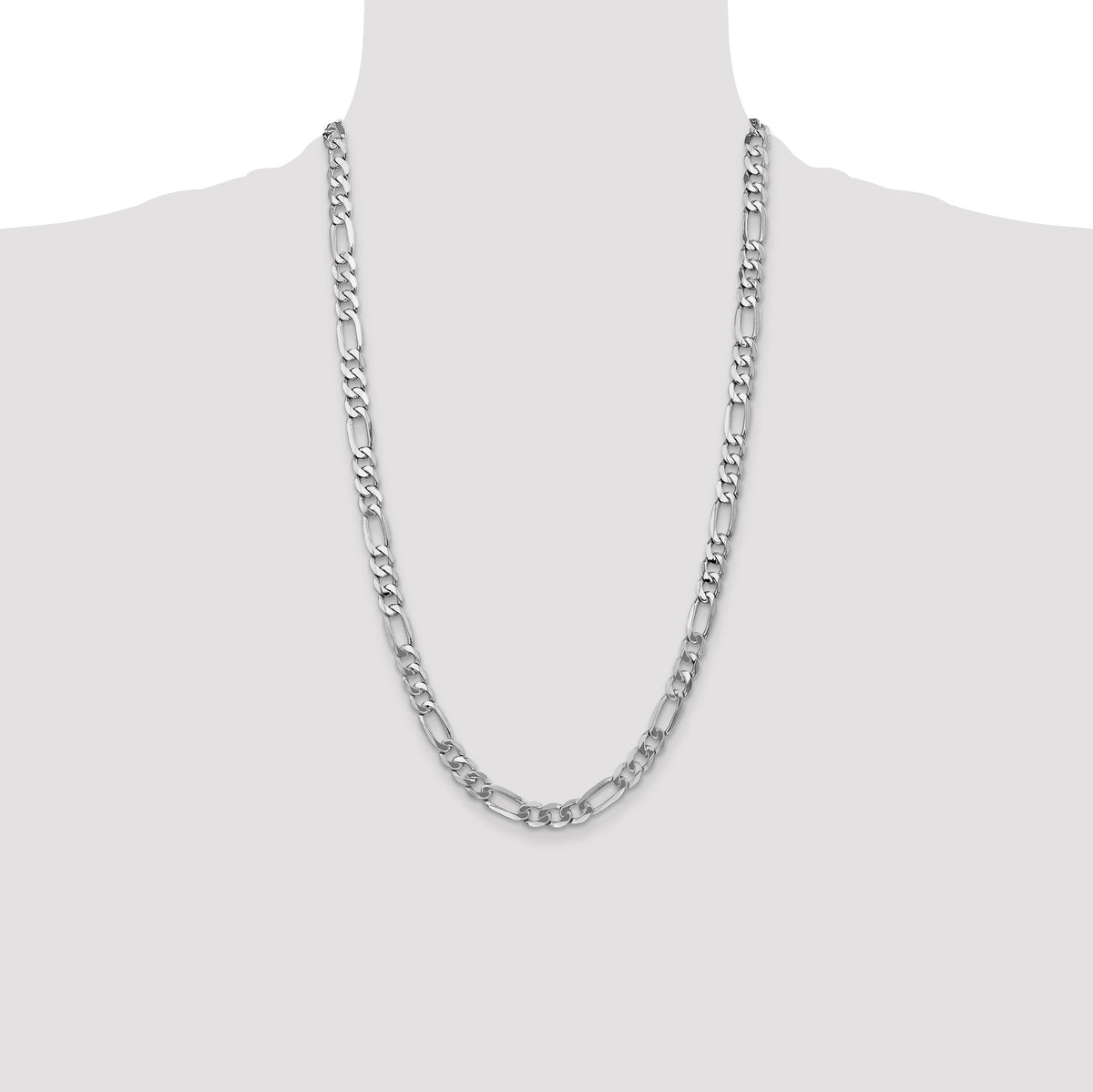 Gold (10K & 14K) Flat Figaro Chain - 14k White Gold / 26 in / 7 mm