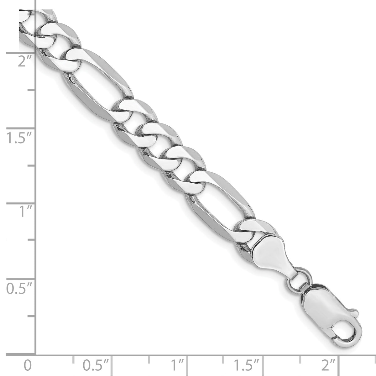 Gold (10K & 14K) Flat Figaro Chain Bracelet - 14k White Gold / 8 in / 7 mm