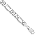 Gold (10K & 14K) Flat Figaro Chain Bracelet - 14k White Gold / 9 in / 7 mm