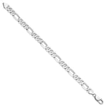 Gold (10K & 14K) Flat Figaro Chain Bracelet - 14k White Gold / 8 in / 7.5 mm