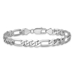Gold (10K & 14K) Flat Figaro Chain Bracelet - 14k White Gold / 8 in / 7.5 mm