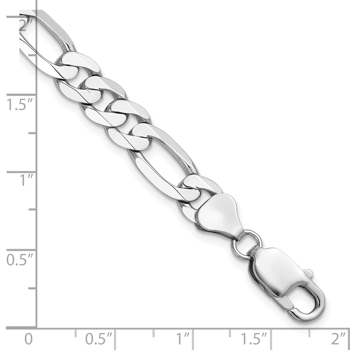 Gold (10K & 14K) Flat Figaro Chain Bracelet - 14k White Gold / 8 in / 7.5 mm