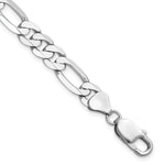 Gold (10K & 14K) Flat Figaro Chain Bracelet - 14k White Gold / 9 in / 7.5 mm