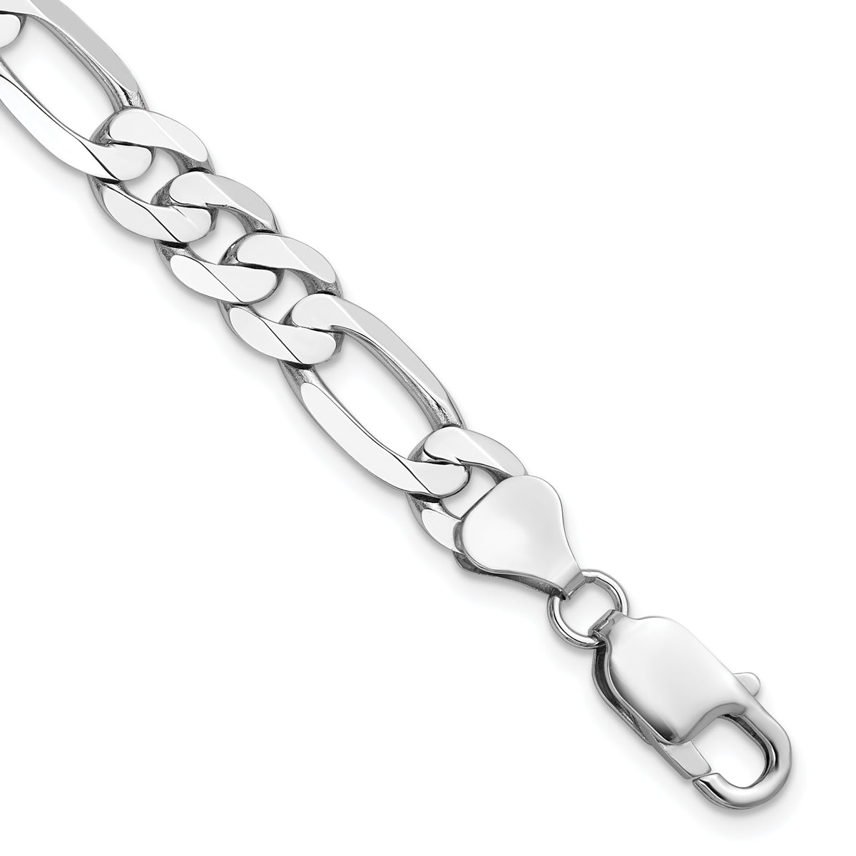 Gold (10K & 14K) Flat Figaro Chain - 14k White Gold / 20 in / 7.5 mm