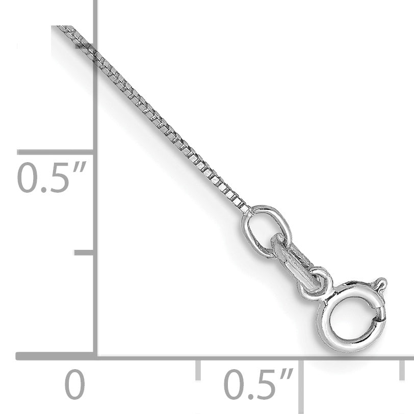 Gold (10K & 14K) Box Chain Anklet - 14k White Gold / 10 in / 0.5 mm, Spring Ring
