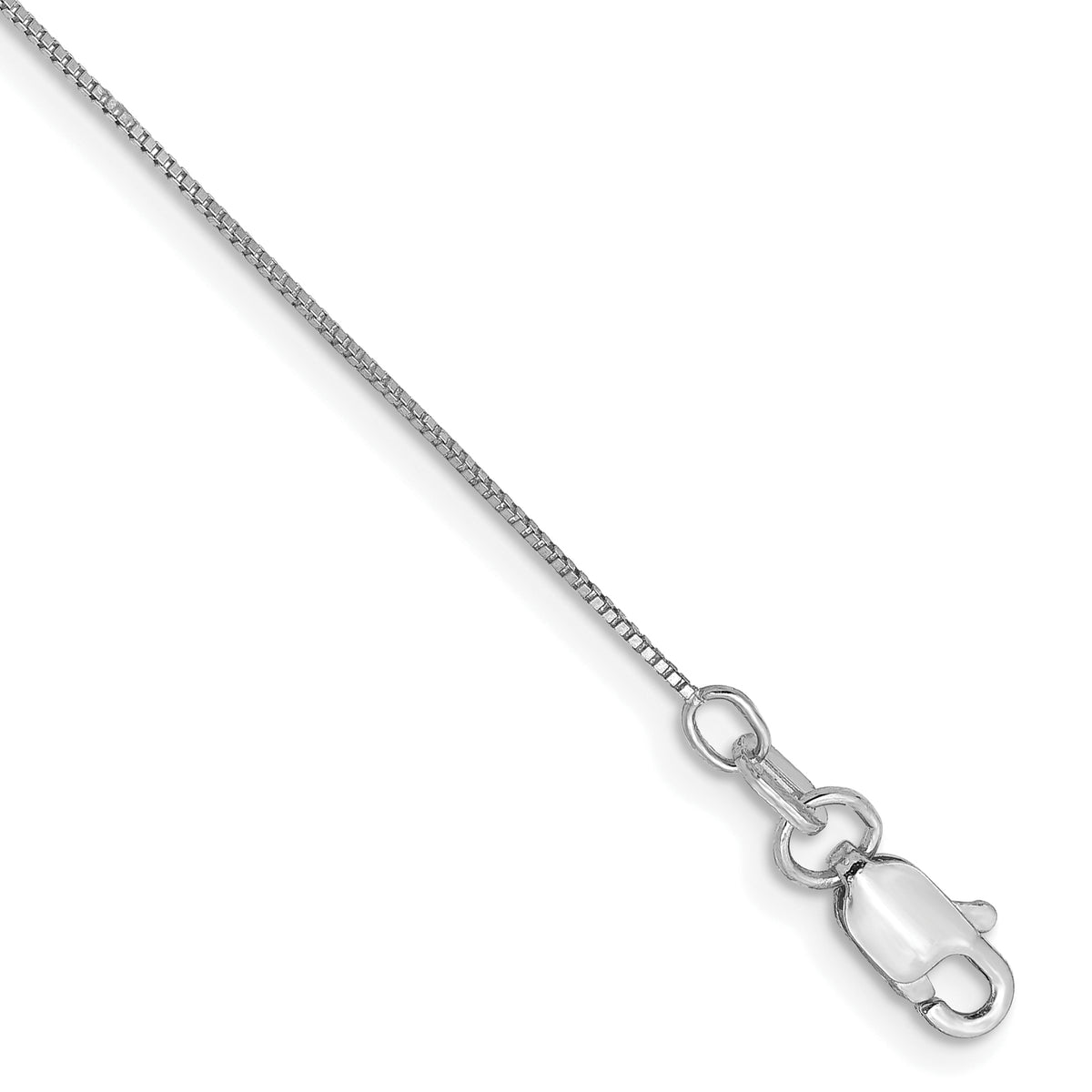 Gold (10K & 14K) Box Chain Anklet - 14k White Gold / 10 in / 0.5 mm, Lobster