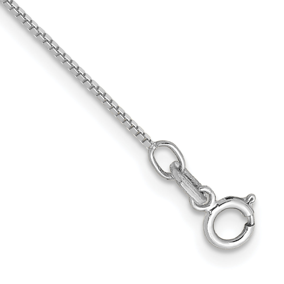 Gold (10K & 14K) Box Chain Anklet - 14k White Gold / 10 in / 0.7 mm