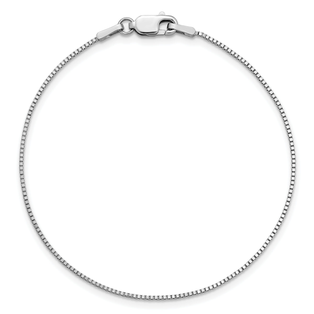 Gold (10K & 14K) Box Chain Anklet - 14k White Gold / 9 in / 0.95 mm