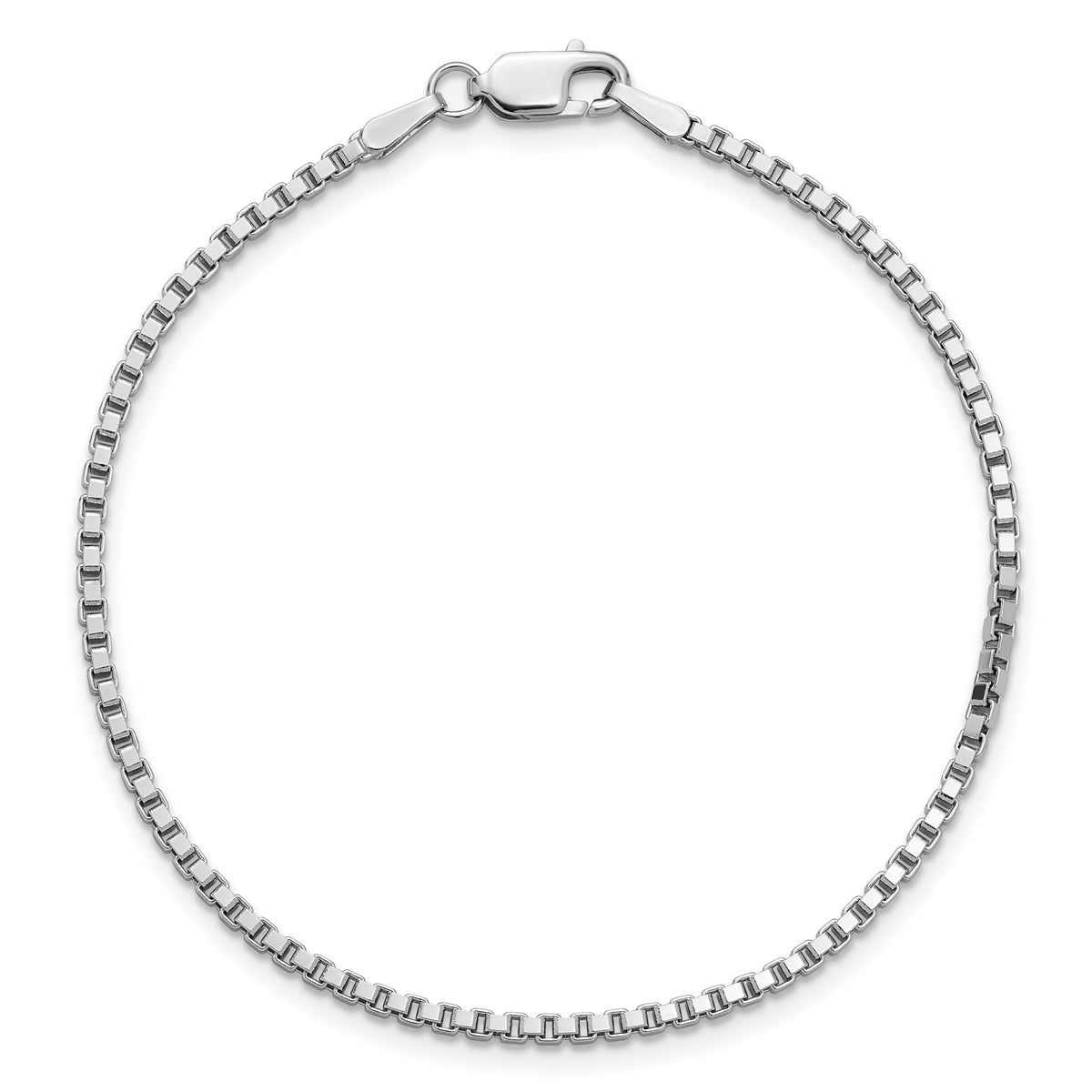 Gold (10K & 14K) Box Chain Bracelet - 14k White Gold / 7 in / 1.9 mm