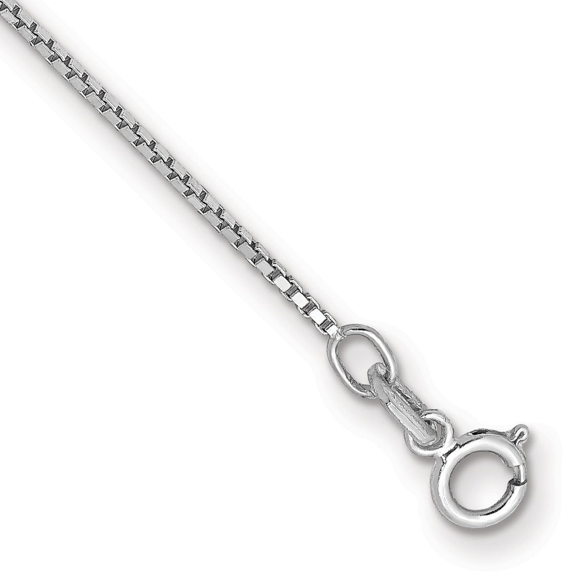 Gold (10K & 14K) Box Chain Bracelet - 14k White Gold / 7 in / 0.9 mm, Spring Ring