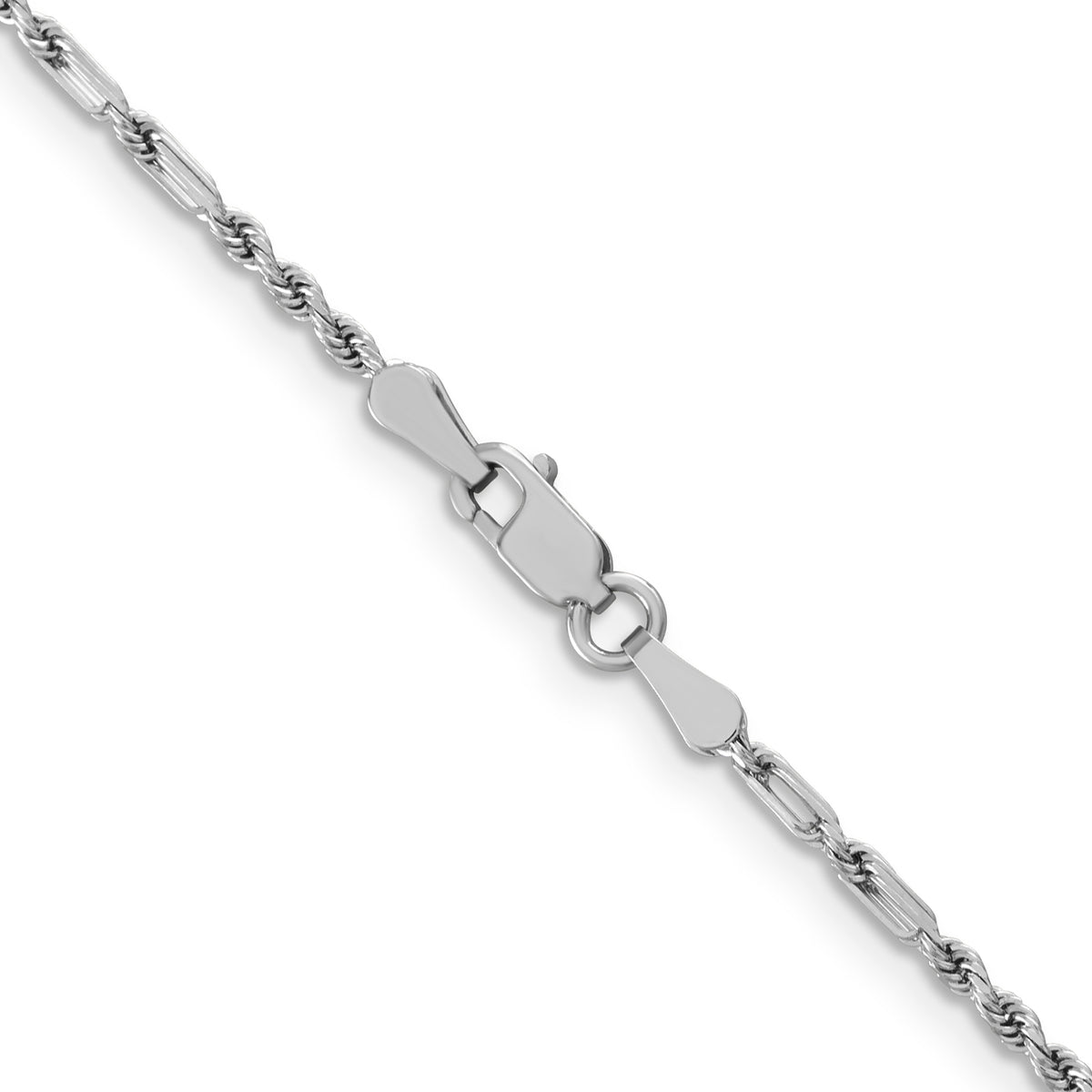 Gold (14K) Diamond-Cut Milano Rope Chain - 14k White Gold / 18 in / 1.8 mm