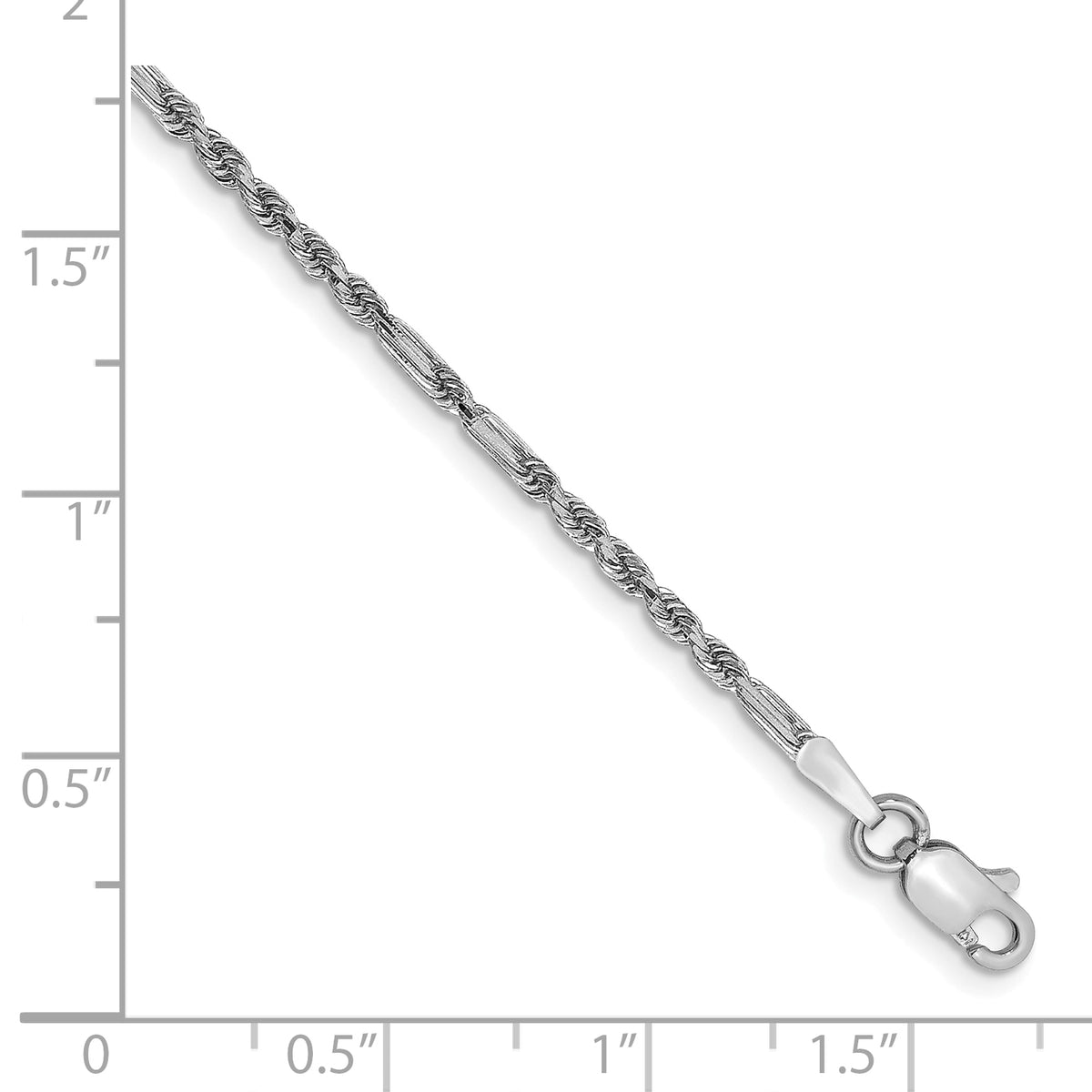 Gold (14K) Diamond-Cut Milano Rope Chain Anklet - 14k White Gold / 9 in