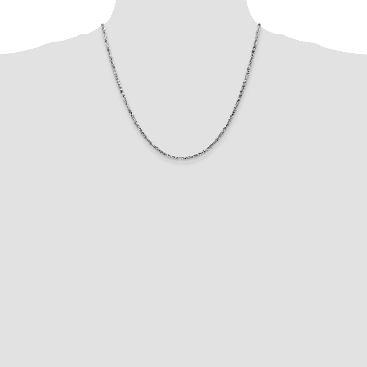 Gold (14K) Diamond-Cut Milano Rope Chain - 14k White Gold / 20 in / 2.5 mm