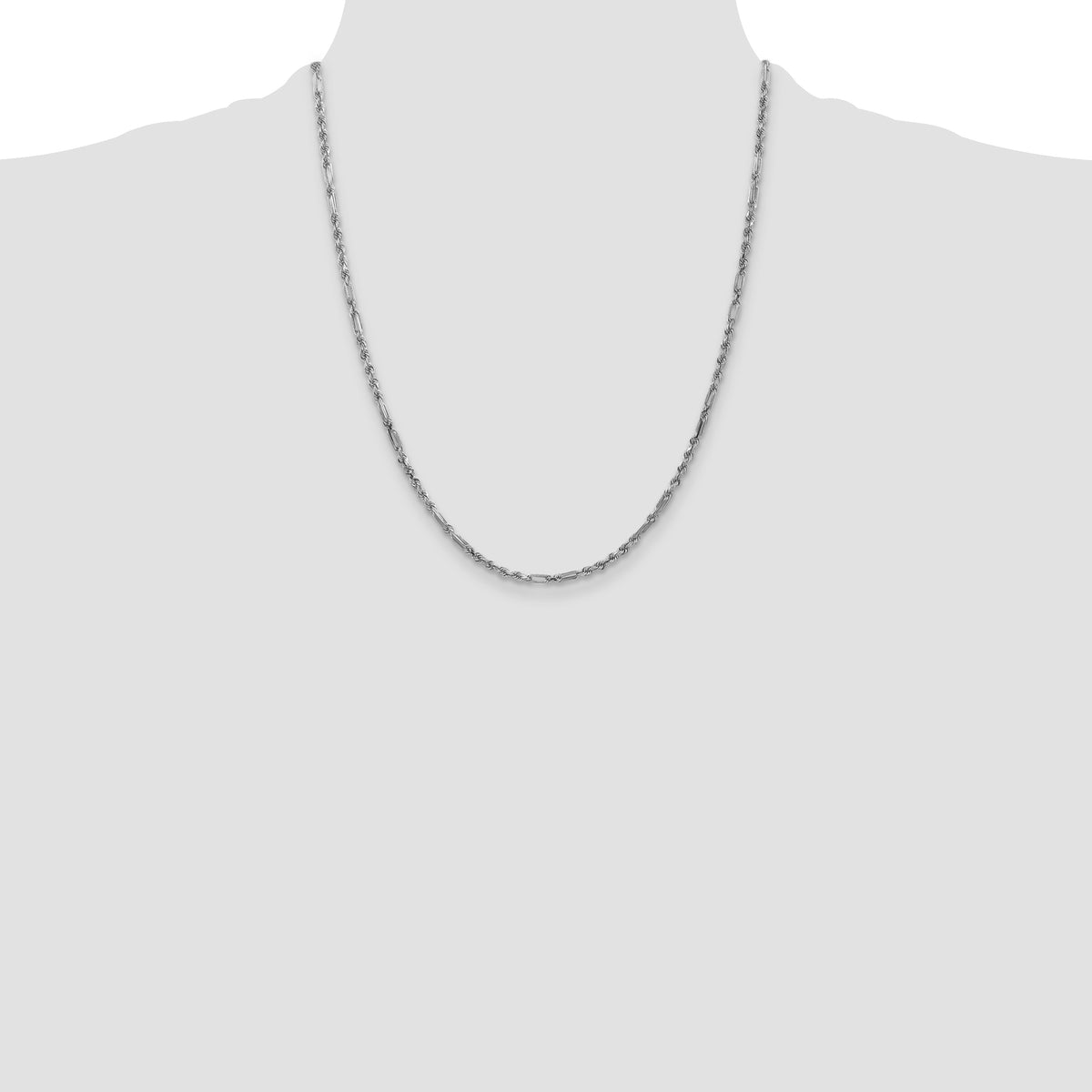 Gold (14K) Diamond-Cut Milano Rope Chain - 14k White Gold / 22 in / 2.5 mm