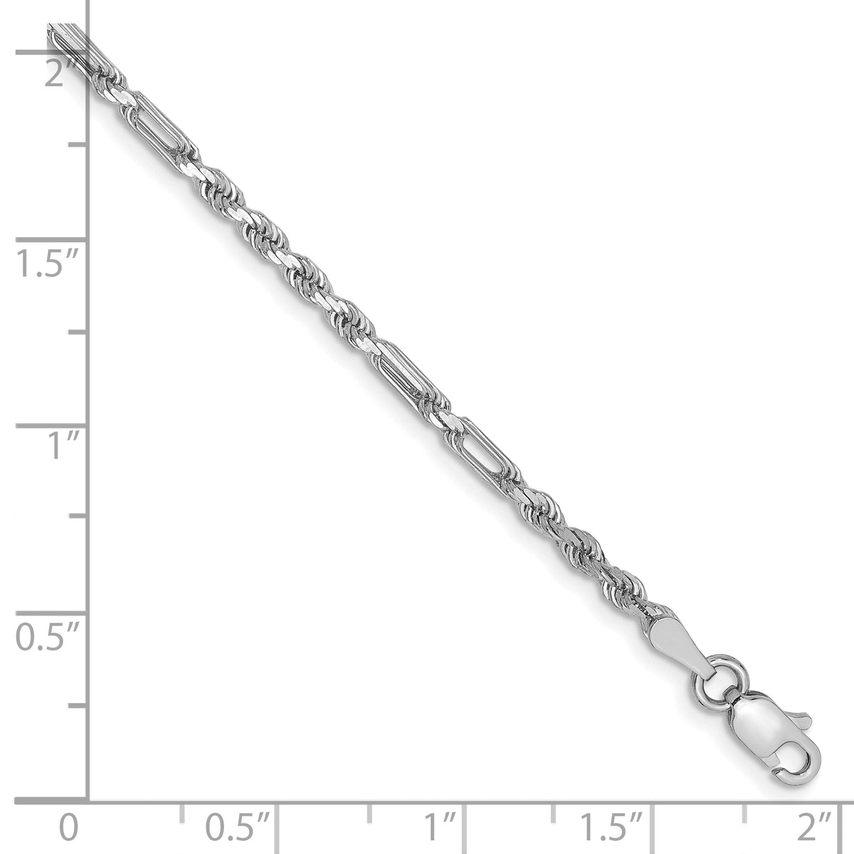 Gold (14K) Diamond-Cut Milano Rope Chain Bracelet - 14k White Gold / 7 in / 2.5 mm