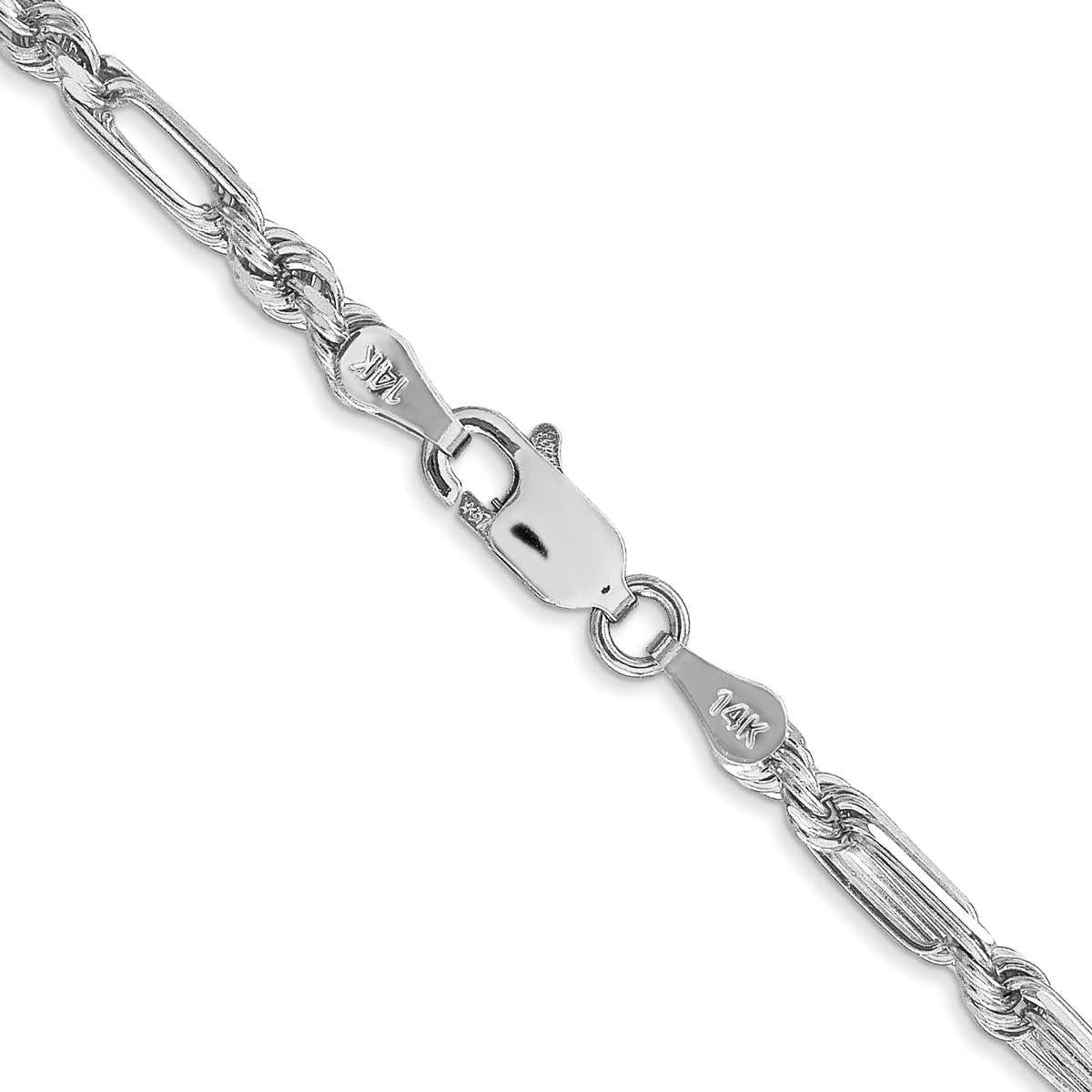 Gold (14K) Diamond-Cut Milano Rope Chain - 14k White Gold / 20 in / 3 mm