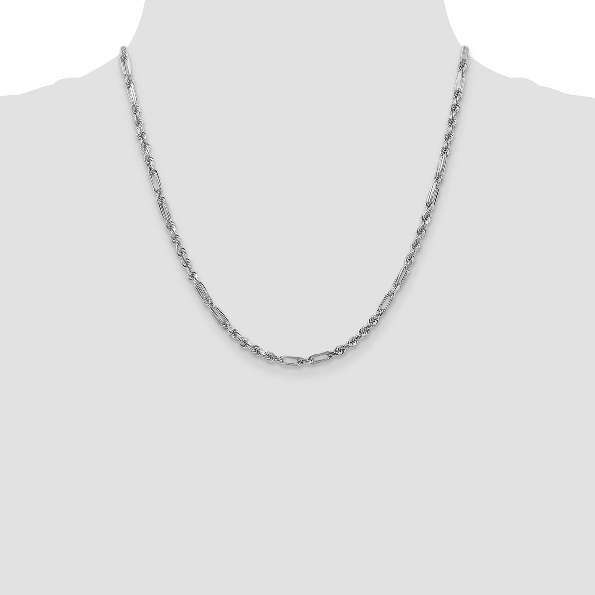Gold (14K) Diamond-Cut Milano Rope Chain - 14k White Gold / 20 in / 3 mm