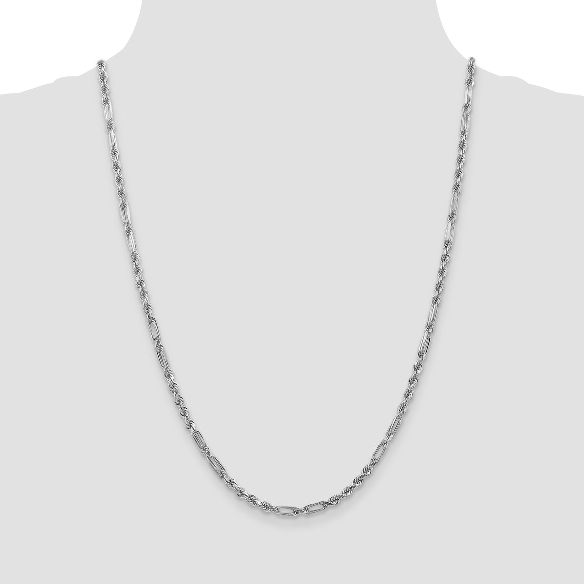 Gold (14K) Diamond-Cut Milano Rope Chain - 14k White Gold / 24 in / 3 mm