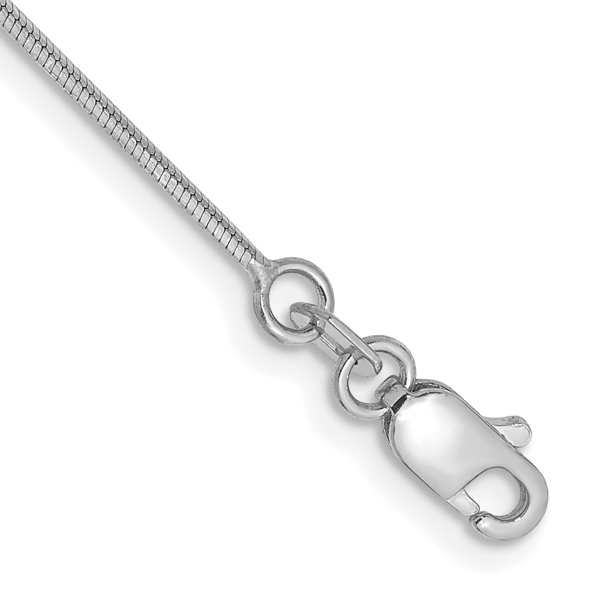 Gold Octagonal Snake Chain Anklet - 14k White Gold / 9 in / 0.8 mm