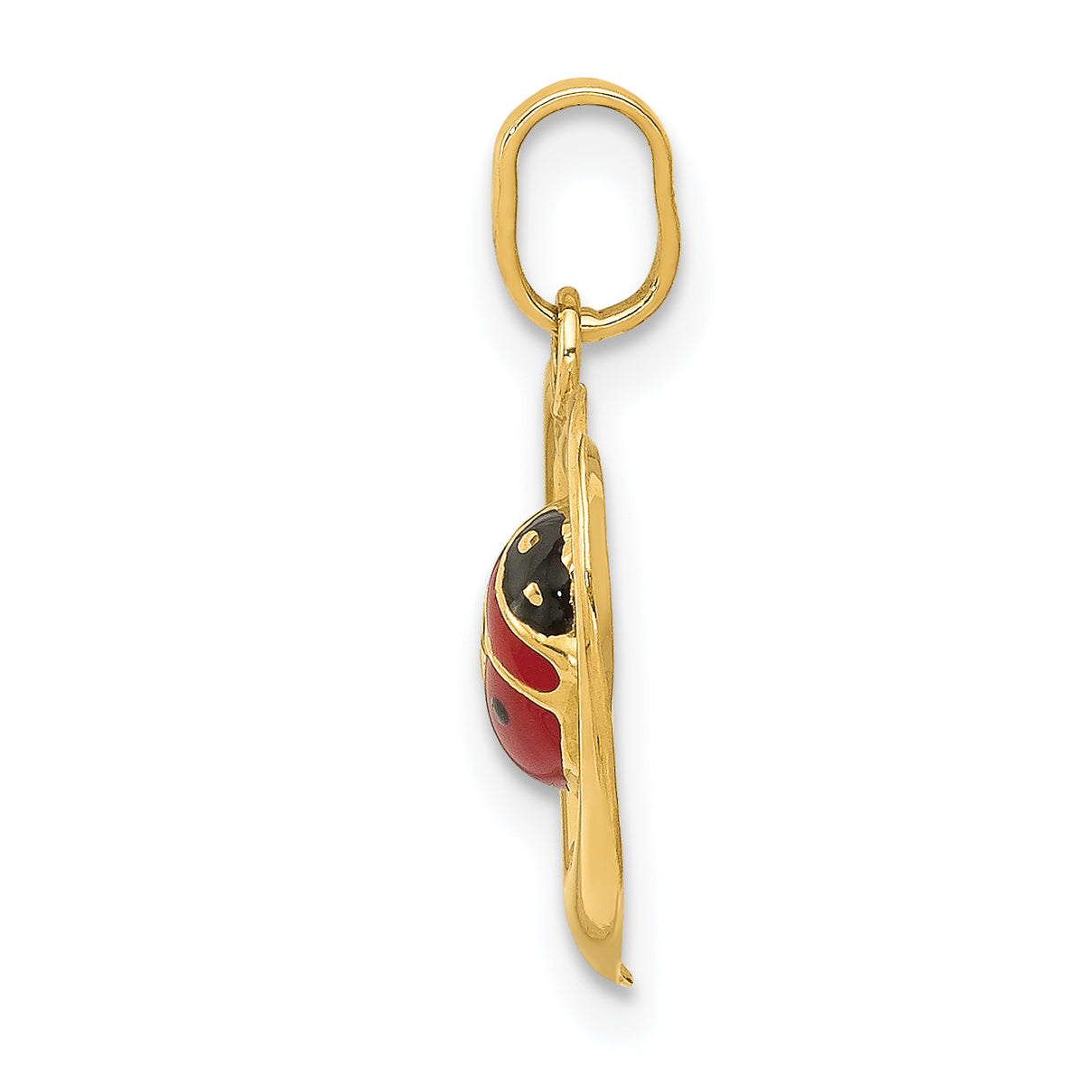 14k Red and Black Enameled Ladybug in Heart Charm