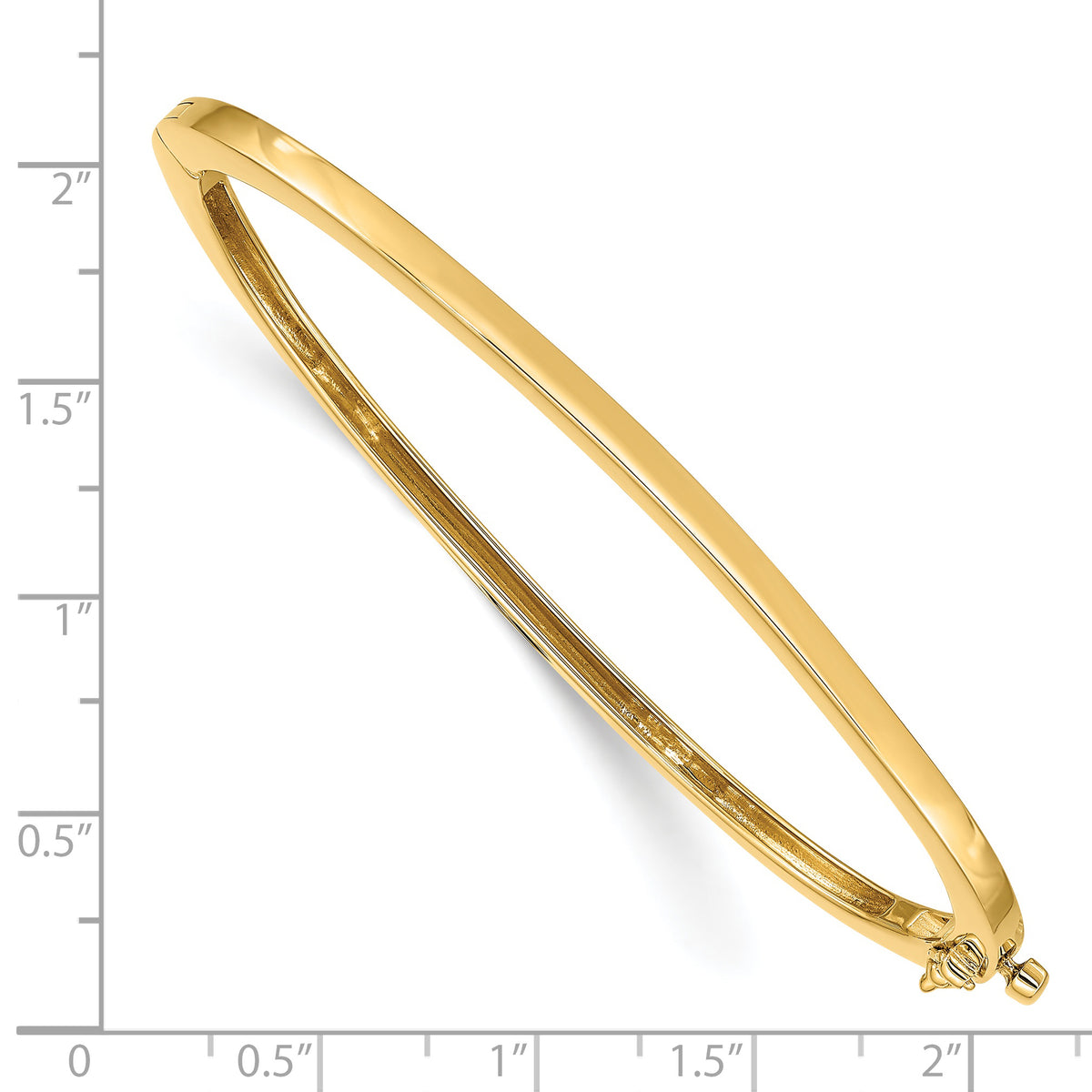 14k 2.5mm Polished Solid Hinged Oval Bangle Bracelet