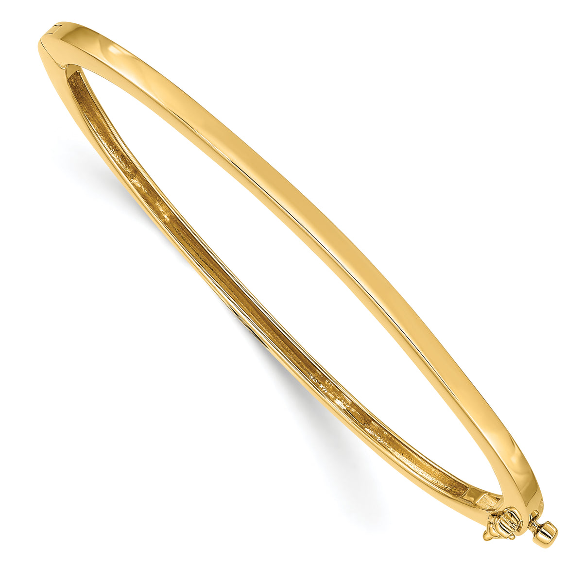 14k 2.5mm Polished Solid Hinged Oval Bangle Bracelet
