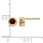 14k Bezel Stud Earrings - 14k Yellow Gold / Garnet / 4 mm