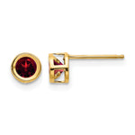 14k Bezel Stud Earrings - 14k Yellow Gold / Garnet / 4 mm