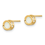 14k Bezel Stud Earrings - 14k Yellow Gold / Opal / 4 mm